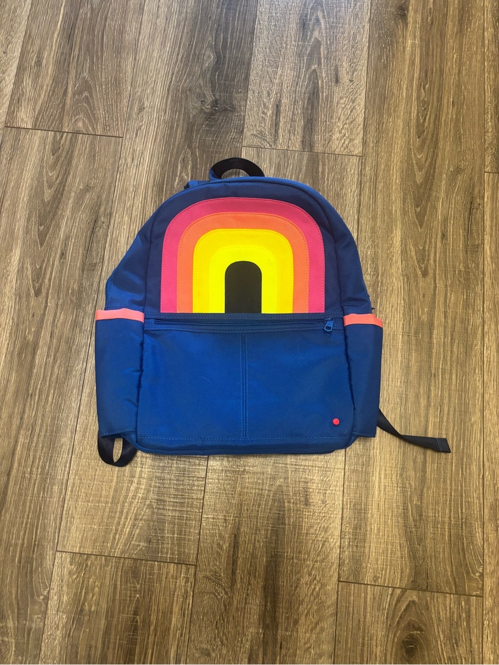 STATE Blue Backpack, Multicolor Rainbow Accents, Zip Closure